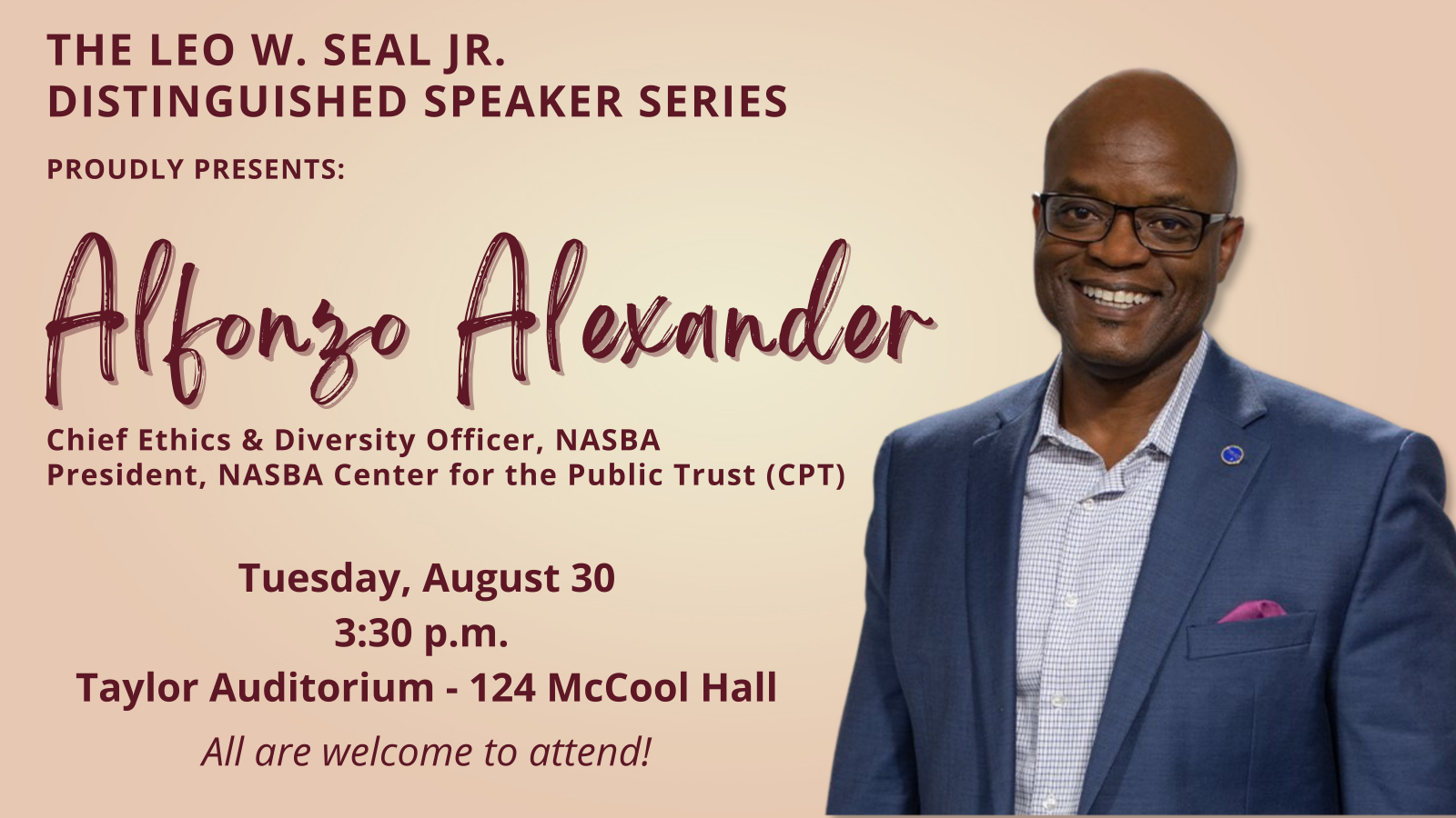 Leo W. Seal Jr. Distinguished Speaker Series Alfonzo Alexander